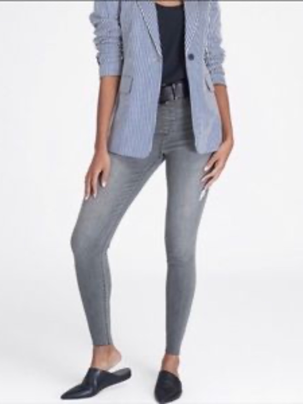 EUC Spanx Distressed Skinny Jeans In Vintage Grey - Size S Small - Worn Once!